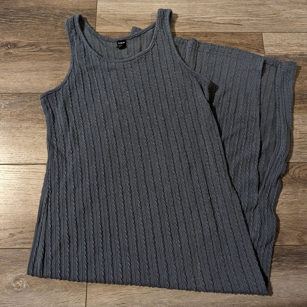 SheIn bodycon sleeveless sweater dress blue/grey